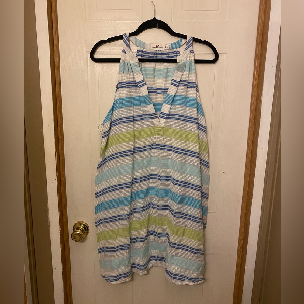 Vineyard Vines Blue, Light Blue, Green, White Striped Swim Coverup